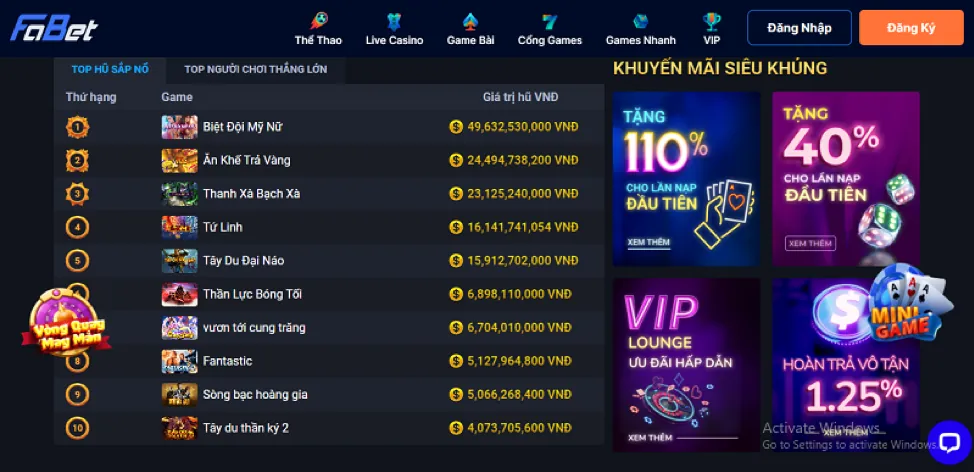Trò chơi slot và bắn cá tại 777x Login
